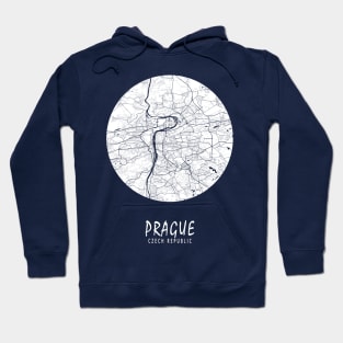 Prague, Czech Republic City Map - Full Moon Hoodie